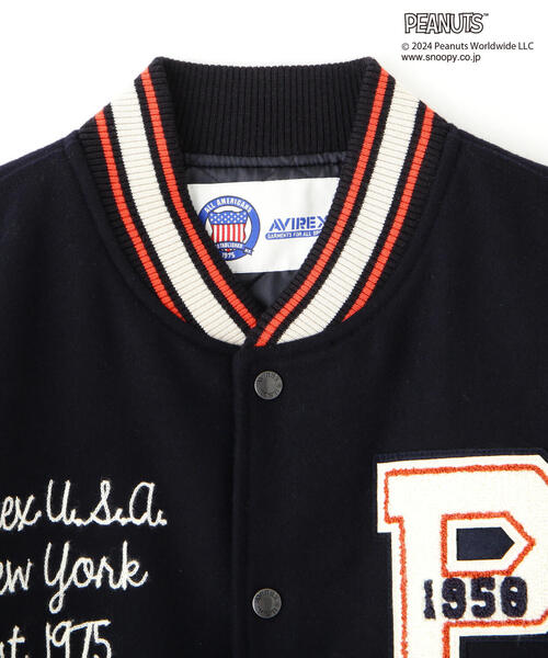 PEANUTS（ピーナッツ）の「《AVIREX × PEANUTS》STADIUM JACKET "FLYING ACE" / スタジアムジャケット "フライング エース" / ピーナッツ / アヴィレックス（スタジャン・メンズ・ネイビー・XX-LARGE/X-LARGE/LARGE/MEDIUM）」の4枚目の写真