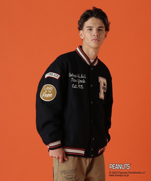 PEANUTS（ピーナッツ）の「《AVIREX × PEANUTS》STADIUM JACKET "FLYING ACE" / スタジアムジャケット "フライング エース" / ピーナッツ / アヴィレックス（スタジャン・メンズ・ネイビー・XX-LARGE/X-LARGE/LARGE/MEDIUM）」の15枚目の写真