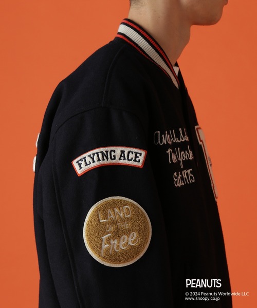 PEANUTS（ピーナッツ）の「《AVIREX × PEANUTS》STADIUM JACKET "FLYING ACE" / スタジアムジャケット "フライング エース" / ピーナッツ / アヴィレックス（スタジャン・メンズ・ネイビー・XX-LARGE/X-LARGE/LARGE/MEDIUM）」の21枚目の写真