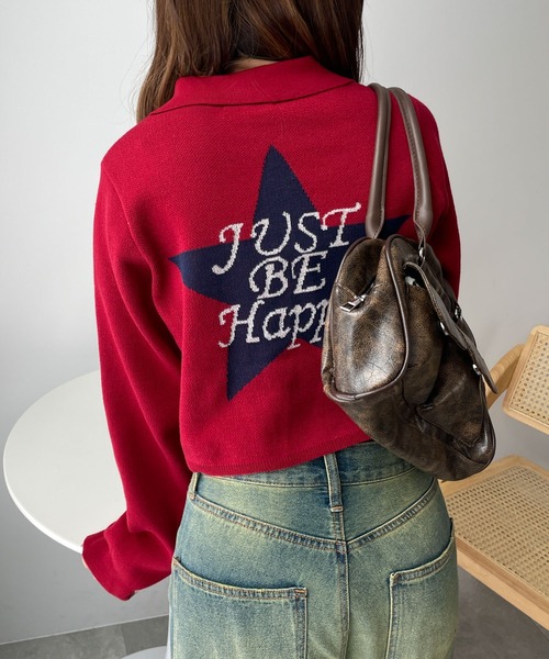 WEGO（ウィゴー）の「WEGO/WZIPスターモチーフニット（カーディガン/ボレロ・レディース・ネイビー/オフホワイト/ワイン・FREE）」の3枚目の写真