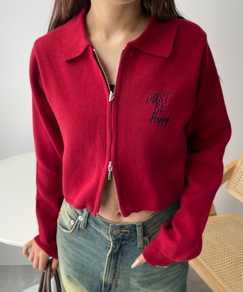 WEGO（ウィゴー）の「WEGO/WZIPスターモチーフニット（カーディガン/ボレロ・レディース・ネイビー/オフホワイト/ワイン・FREE）」の18枚目の写真