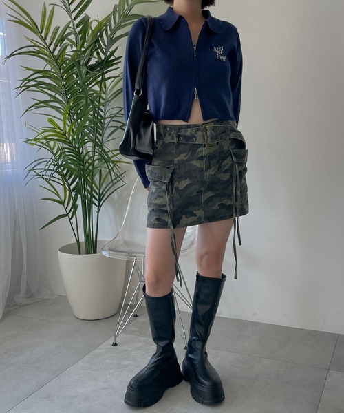 WEGO（ウィゴー）の「WEGO/WZIPスターモチーフニット（カーディガン/ボレロ・レディース・ネイビー/オフホワイト/ワイン・FREE）」の5枚目の写真