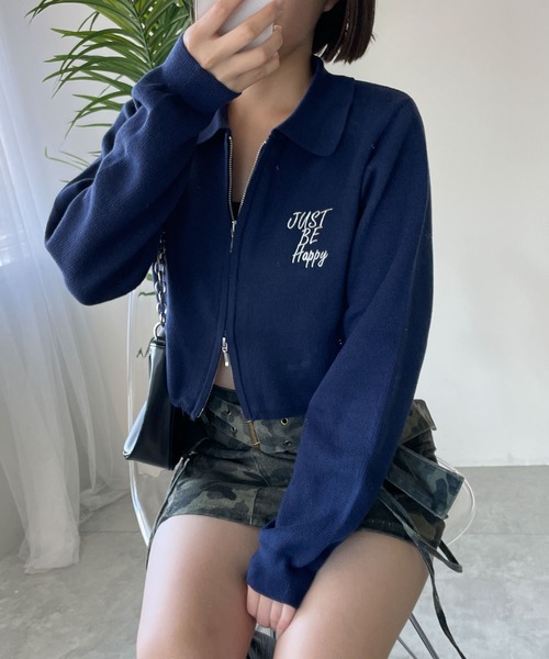 WEGO（ウィゴー）の「WEGO/WZIPスターモチーフニット（カーディガン/ボレロ・レディース・ネイビー/オフホワイト/ワイン・FREE）」の13枚目の写真