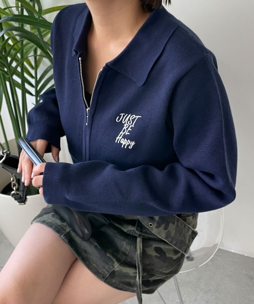 WEGO（ウィゴー）の「WEGO/WZIPスターモチーフニット（カーディガン/ボレロ・レディース・ネイビー/オフホワイト/ワイン・FREE）」の14枚目の写真