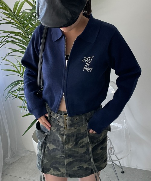 WEGO（ウィゴー）の「WEGO/WZIPスターモチーフニット（カーディガン/ボレロ・レディース・ネイビー/オフホワイト/ワイン・FREE）」の16枚目の写真