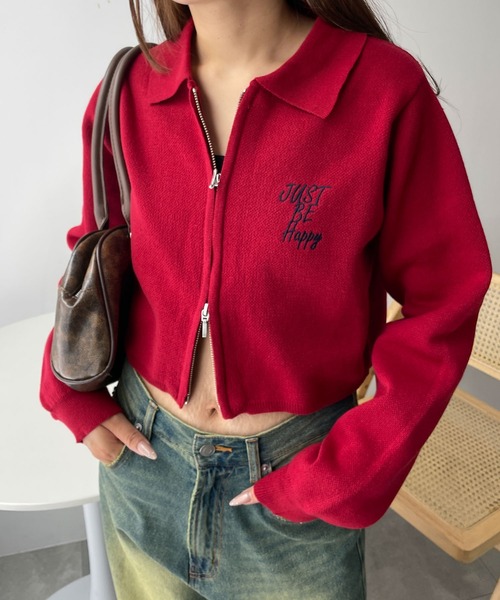 WEGO（ウィゴー）の「WEGO/WZIPスターモチーフニット（カーディガン/ボレロ・レディース・ネイビー/オフホワイト/ワイン・FREE）」の19枚目の写真