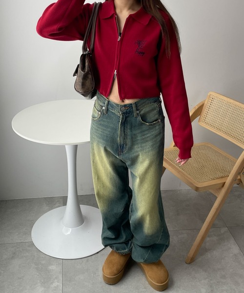 WEGO（ウィゴー）の「WEGO/WZIPスターモチーフニット（カーディガン/ボレロ・レディース・ネイビー/オフホワイト/ワイン・FREE）」の22枚目の写真