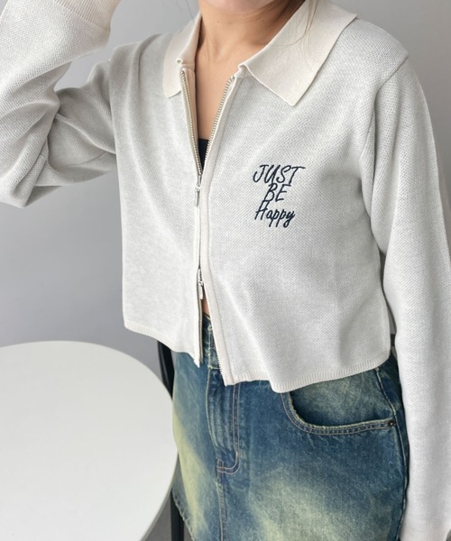 WEGO（ウィゴー）の「WEGO/WZIPスターモチーフニット（カーディガン/ボレロ・レディース・ネイビー/オフホワイト/ワイン・FREE）」の8枚目の写真