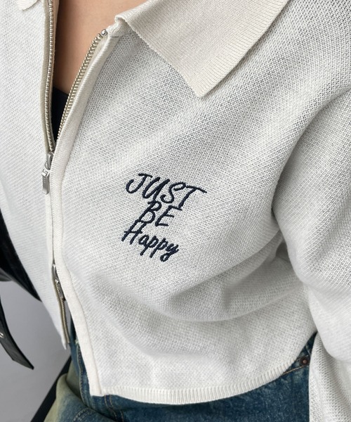 WEGO（ウィゴー）の「WEGO/WZIPスターモチーフニット（カーディガン/ボレロ・レディース・ネイビー/オフホワイト/ワイン・FREE）」の7枚目の写真