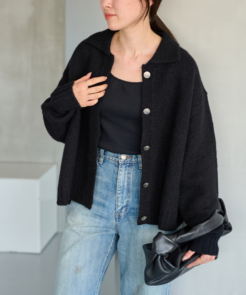 24AW FRAMeWORK ウール100% メタルボタン衿付きカーディガン F FRAMeWORK（フレームワーク）の「メタルボタン衿付き