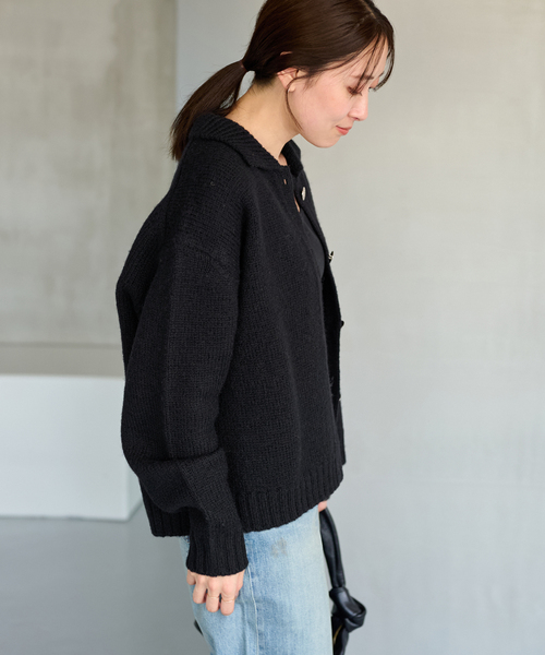 24AW FRAMeWORK ウール100% メタルボタン衿付きカーディガン F FRAMeWORK（フレームワーク）の「メタルボタン衿付き