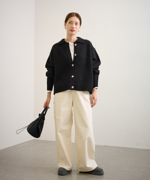 24AW FRAMeWORK ウール100% メタルボタン衿付きカーディガン F FRAMeWORK（フレームワーク）の「メタルボタン衿付き