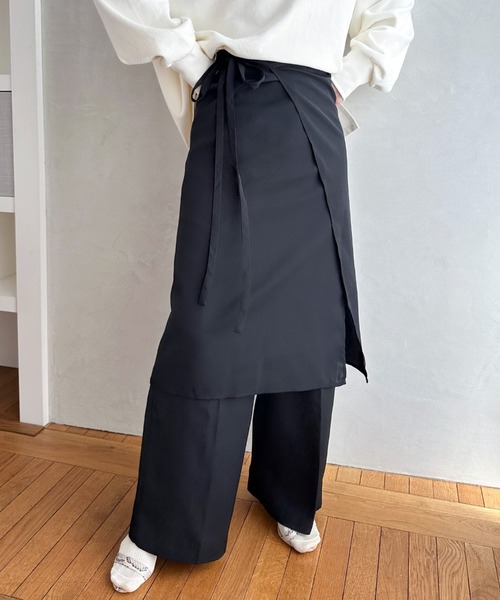 Doux archives（ドゥアルシーヴ）の「ラップレイヤードパンツ（その他パンツ・レディース・ブラウン/ブラック・40/38）」の5枚目の写真