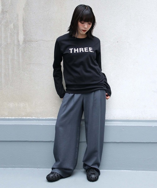 UNIT CHEST（ユニットチェスト）の「【UNIT CHEST】unique unisex T-shirt ロゴロンT THREE（Tシャツ/カットソー・レディース・ホワイト/ブラック/杢グレー・L/M/S）」の12枚目の写真