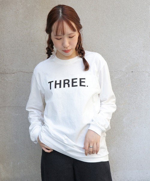 UNIT CHEST（ユニットチェスト）の「【UNIT CHEST】unique unisex T-shirt ロゴロンT THREE（Tシャツ/カットソー・レディース・ホワイト/ブラック/杢グレー・L/M/S）」の8枚目の写真