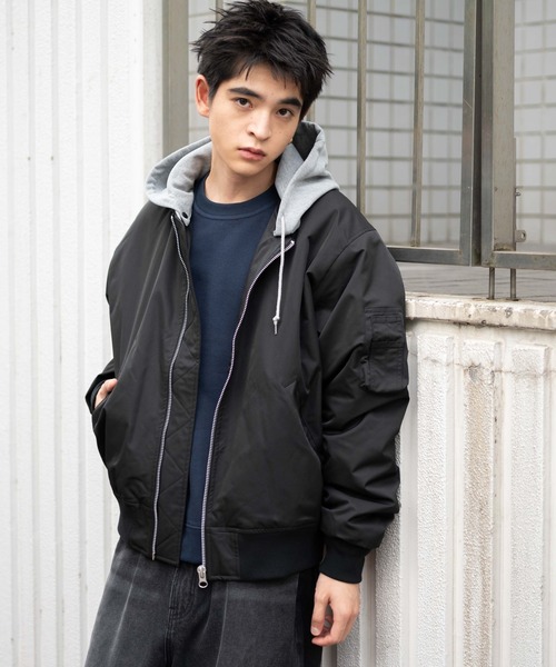 WEGO（ウィゴー）の「WEGO/パテッドフードMA-1（MA-1・メンズ・ブラック/カーキ・LARGE/MEDIUM）」の6枚目の写真