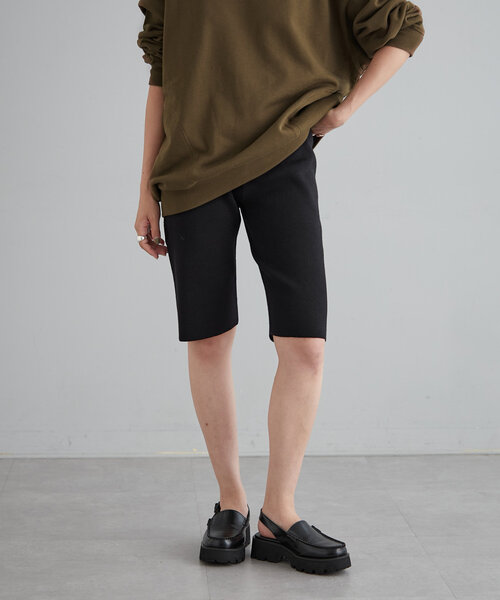 バイカーニットパンツ　ブラックS STYLEMIXER ニットバイカーパンツ BLK -ファッション通販