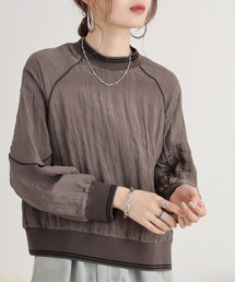 A.N.L サテンワッシャーパイピングブラウス