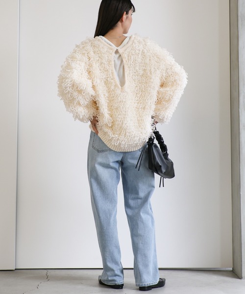 セール】ループヤーンキーネック2WAYトップス（ニット/セーター