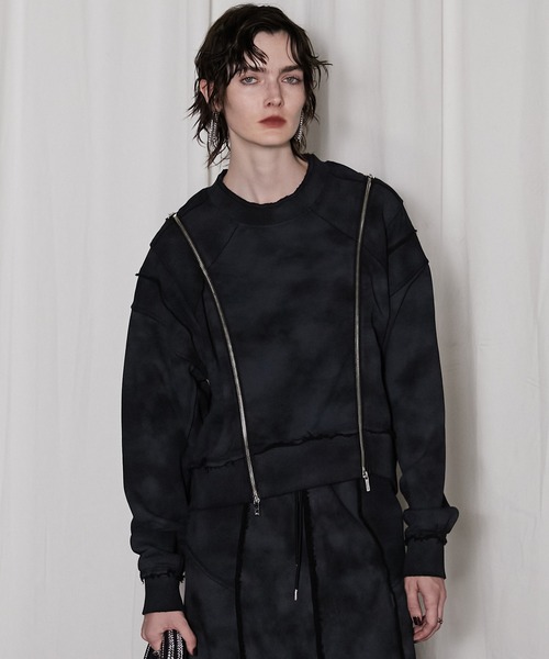 PRANK PROJECT（プランクプロジェクト）の「ダブルジップクラッシュスウェット/Double Zip Crash Sweatshirt（スウェット・レディース・アイボリー/ブラック/ピンク/グレー・FREE）」の3枚目の写真