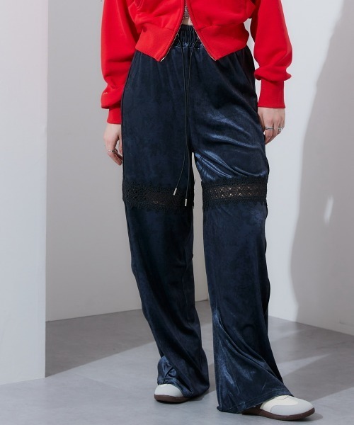 TTOL（トール）の「レースドッキングトラックパンツ（その他パンツ・レディース・ブラック/グレー・M-L/L-XL/3L～4L）」の2枚目の写真