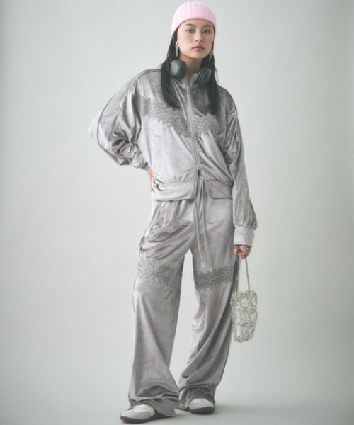 TTOL（トール）の「レースドッキングトラックパンツ（その他パンツ・レディース・ブラック/グレー・M-L/L-XL/3L～4L）」の5枚目の写真