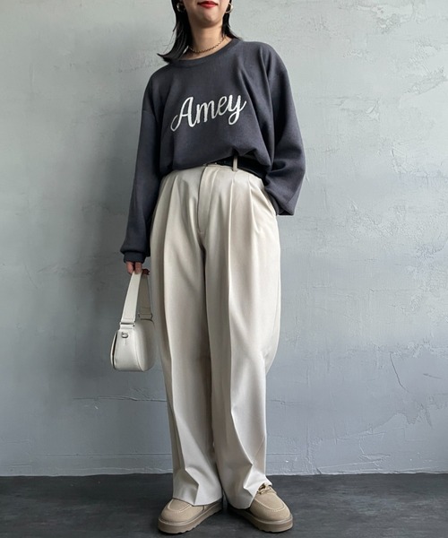 AMERICANA（アメリカーナ）の「[Americana×JEANS FACTORY/アメリカーナ×ジーンズファクトリー] 別注 AMEY ロゴデザインジャガードニット（ニット/セーター・レディース・レッド/アイボリー/チャコール/モカ・ONE SIZE）」の13枚目の写真