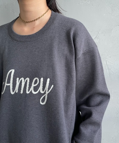 AMERICANA（アメリカーナ）の「[Americana×JEANS FACTORY/アメリカーナ×ジーンズファクトリー] 別注 AMEY ロゴデザインジャガードニット（ニット/セーター・レディース・レッド/アイボリー/チャコール/モカ・ONE SIZE）」の19枚目の写真