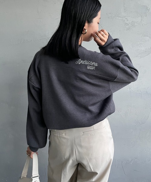 AMERICANA（アメリカーナ）の「[Americana×JEANS FACTORY/アメリカーナ×ジーンズファクトリー] 別注 AMEY ロゴデザインジャガードニット（ニット/セーター・レディース・レッド/アイボリー/チャコール/モカ・ONE SIZE）」の12枚目の写真