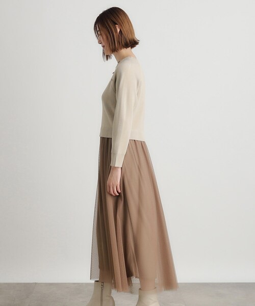 grove（グローブ）の「金ボタン付き片畦チュールドッキングワンピース（ワンピース・レディース・オフホワイト/ブラック/ネイビー・02/03/04/05/01）」の13枚目の写真