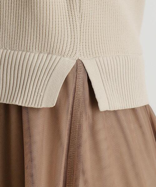 grove（グローブ）の「金ボタン付き片畦チュールドッキングワンピース（ワンピース・レディース・オフホワイト/ブラック/ネイビー・02/03/04/05/01）」の4枚目の写真