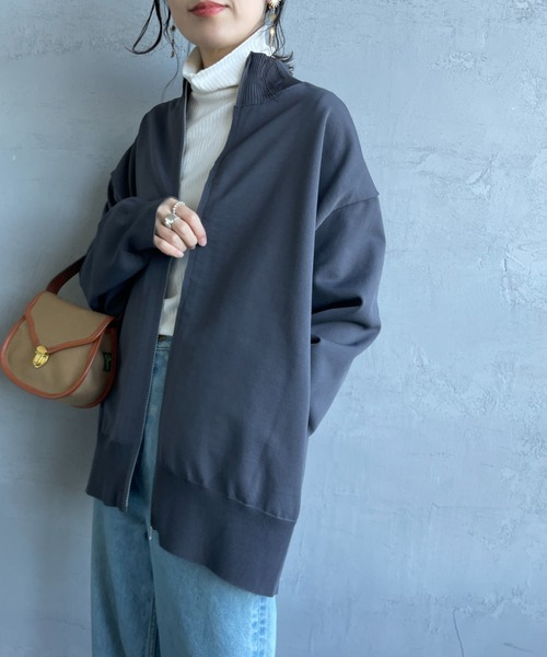 mizuiroind（ミズイロインド）の「[mizuiro ind/ミズイロインド] ワイドシルエット ハイネックジップニット（ニット/セーター・レディース・グレー/ブラック・F）」の2枚目の写真