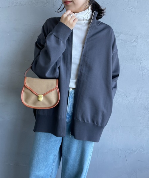 mizuiroind（ミズイロインド）の「[mizuiro ind/ミズイロインド] ワイドシルエット ハイネックジップニット（ニット/セーター・レディース・グレー/ブラック・F）」の7枚目の写真
