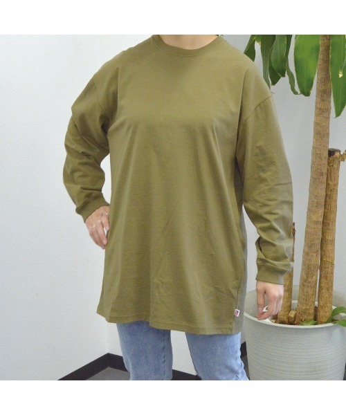 spiritoso(スピリトーゾ)の「【spiritoso】USAコットンロングTシャツ(CP)(Tシャツ/カットソー・レディース・カーキ/ブラック/杢グレー・F)」の3枚目の写真