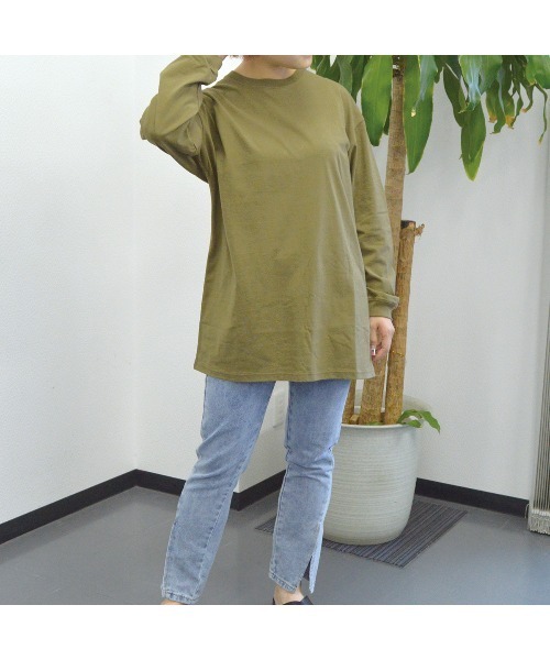 spiritoso(スピリトーゾ)の「【spiritoso】USAコットンロングTシャツ(CP)(Tシャツ/カットソー・レディース・カーキ/ブラック/杢グレー・F)」の7枚目の写真