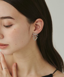 【 金属アレルギー対応 】 ハートリボンピアス サージカルステンレス   (両耳用)