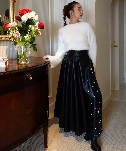 エコレザーパールスカート（スカート）｜Rosy luce（ロージールーチェ