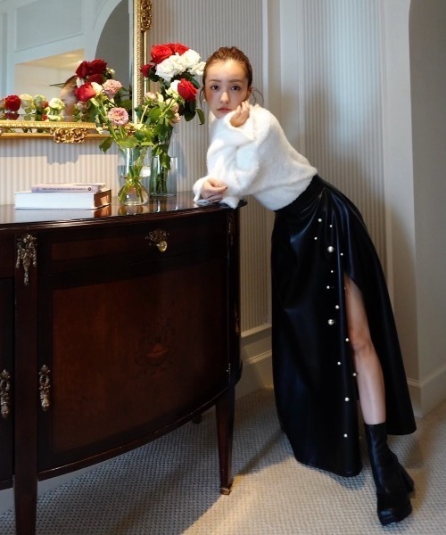 エコレザーパールスカート（スカート）｜Rosy luce（ロージールーチェ