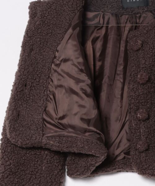 clear（クリア）の「ボアジャケット [もこもこ スタイルアップ]≪2024AW新作≫（その他アウター・レディース・アイボリー/ブラウン・F）」の4枚目の写真