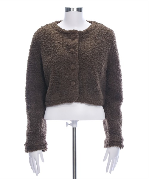 clear（クリア）の「ボアジャケット [もこもこ スタイルアップ]≪2024AW新作≫（その他アウター・レディース・アイボリー/ブラウン・F）」の9枚目の写真