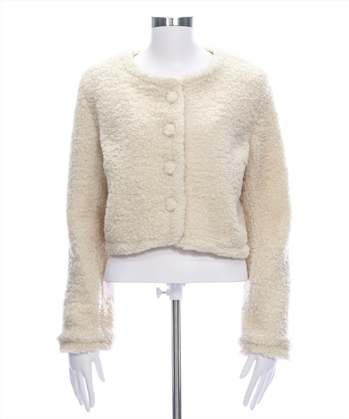 clear（クリア）の「ボアジャケット [もこもこ スタイルアップ]≪2024AW新作≫（その他アウター・レディース・アイボリー/ブラウン・F）」の10枚目の写真