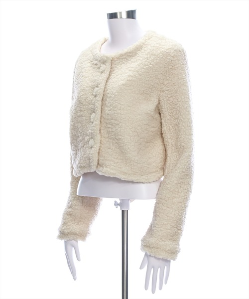 clear（クリア）の「ボアジャケット [もこもこ スタイルアップ]≪2024AW新作≫（その他アウター・レディース・アイボリー/ブラウン・F）」の11枚目の写真