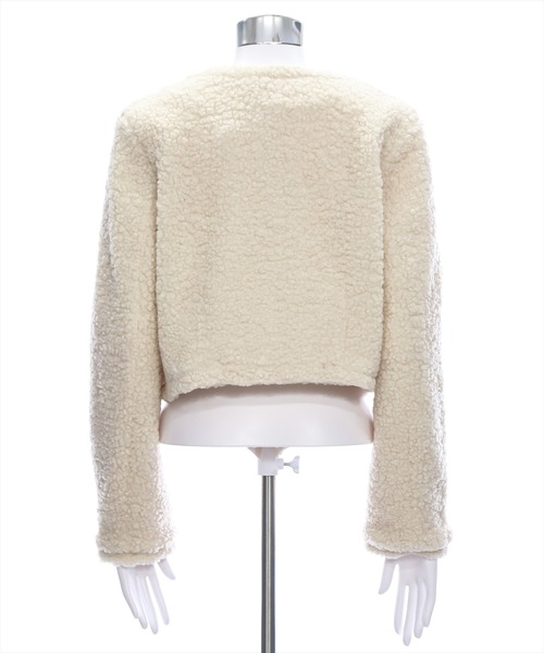 clear（クリア）の「ボアジャケット [もこもこ スタイルアップ]≪2024AW新作≫（その他アウター・レディース・アイボリー/ブラウン・F）」の14枚目の写真