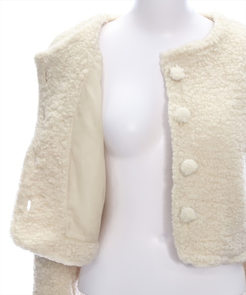 clear（クリア）の「ボアジャケット [もこもこ スタイルアップ]≪2024AW新作≫（その他アウター・レディース・アイボリー/ブラウン・F）」の16枚目の写真