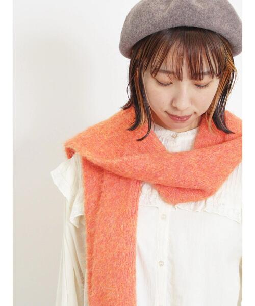 Samansa Mos2（サマンサ モスモス）の「【ハンドウォッシャブル】メランジリブマフラー（ストール/ショール・レディース・ブラウン/ベージュ/オレンジ・F）」の3枚目の写真