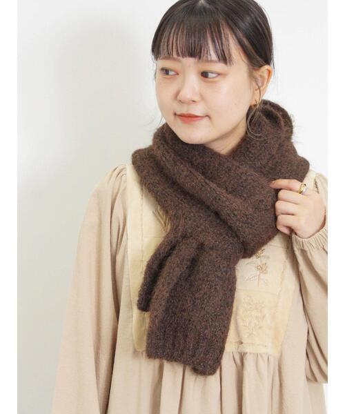 Samansa Mos2（サマンサ モスモス）の「【ハンドウォッシャブル】メランジリブマフラー（ストール/ショール・レディース・ブラウン/ベージュ/オレンジ・F）」の4枚目の写真