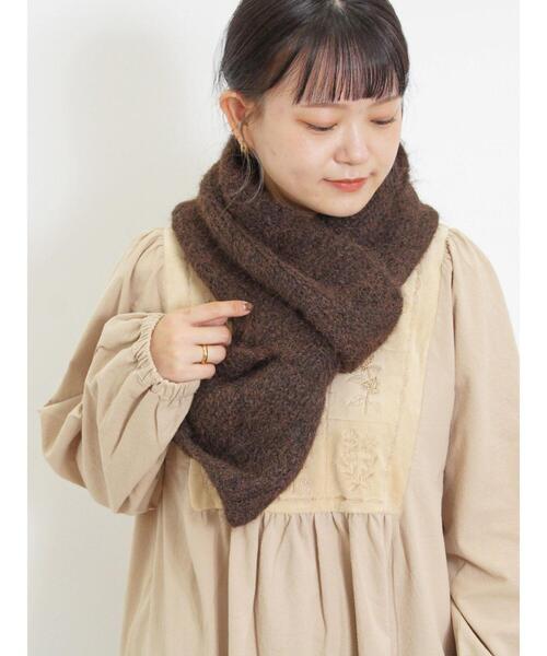 Samansa Mos2（サマンサ モスモス）の「【ハンドウォッシャブル】メランジリブマフラー（ストール/ショール・レディース・ブラウン/ベージュ/オレンジ・F）」の5枚目の写真