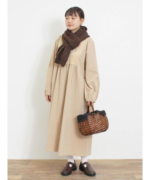 Samansa Mos2（サマンサ モスモス）の「【ハンドウォッシャブル】メランジリブマフラー（ストール/ショール・レディース・ブラウン/ベージュ/オレンジ・F）」の6枚目の写真