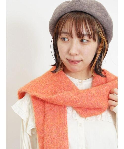Samansa Mos2（サマンサ モスモス）の「【ハンドウォッシャブル】メランジリブマフラー（ストール/ショール・レディース・ブラウン/ベージュ/オレンジ・F）」の8枚目の写真