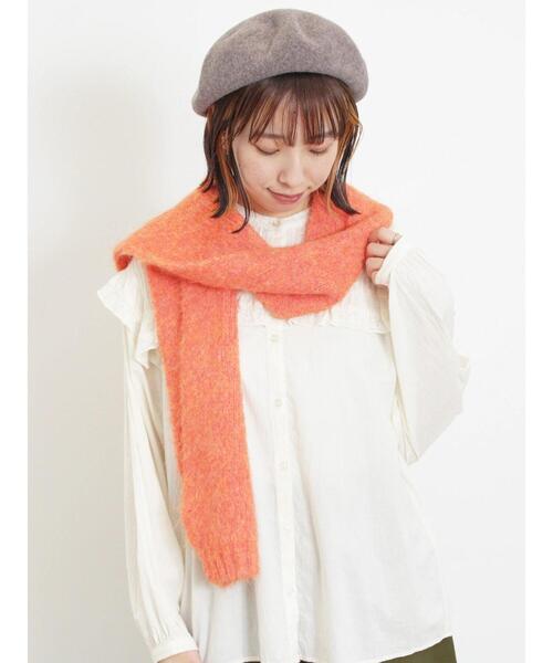 Samansa Mos2（サマンサ モスモス）の「【ハンドウォッシャブル】メランジリブマフラー（ストール/ショール・レディース・ブラウン/ベージュ/オレンジ・F）」の9枚目の写真